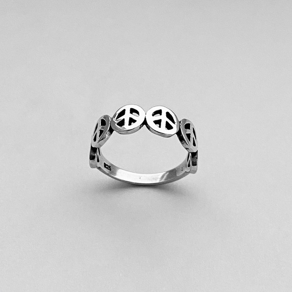Sterling Silver Six Peace Sign Ring, Love Ring, Silver Rings - Picture 8 of 12